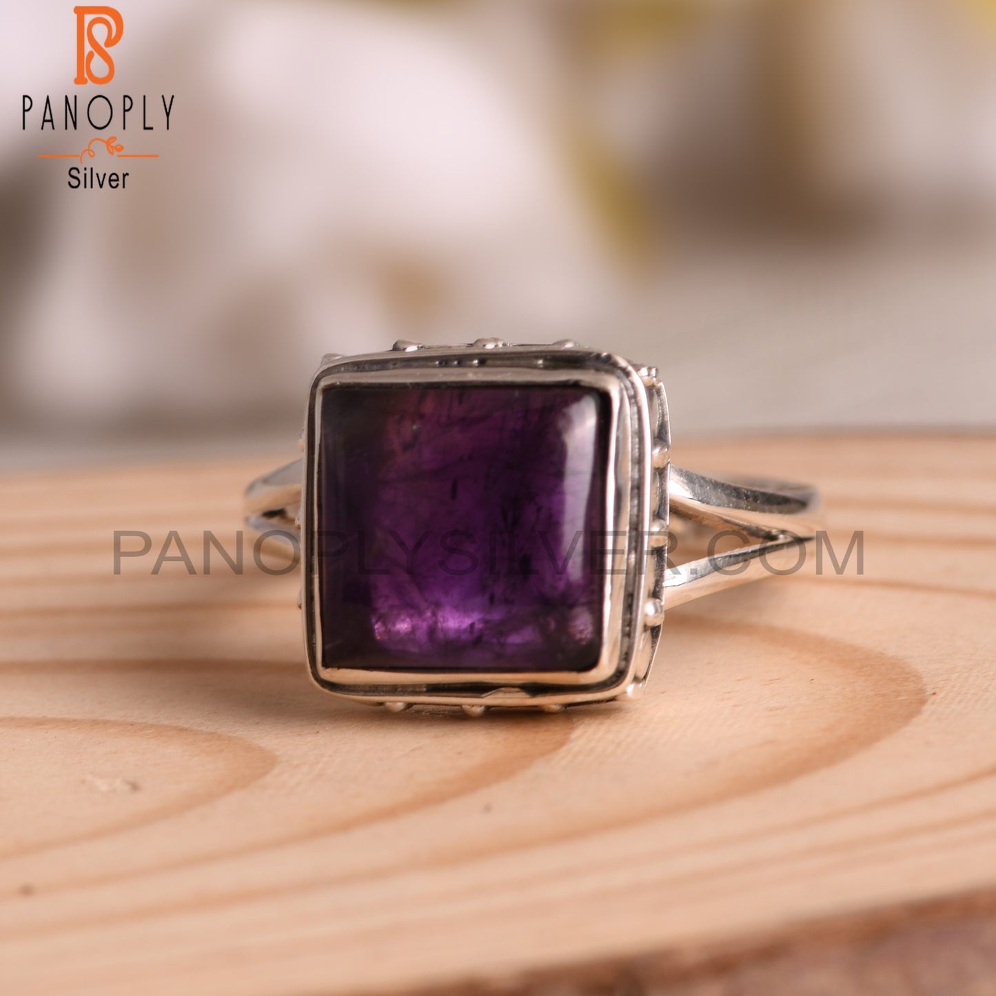 Square 925 Sterling Silver Amethyst Ring