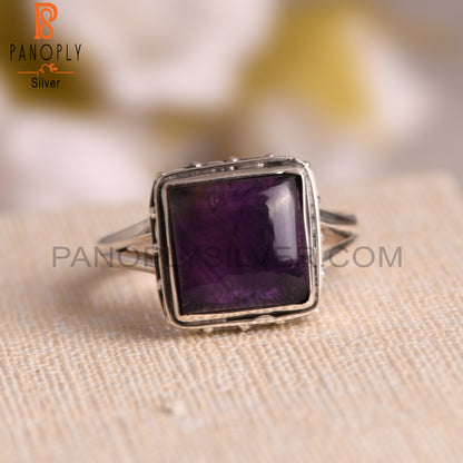 Square 925 Sterling Silver Amethyst Ring