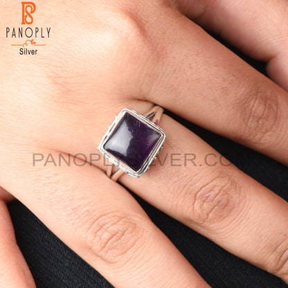 Square 925 Sterling Silver Amethyst Ring