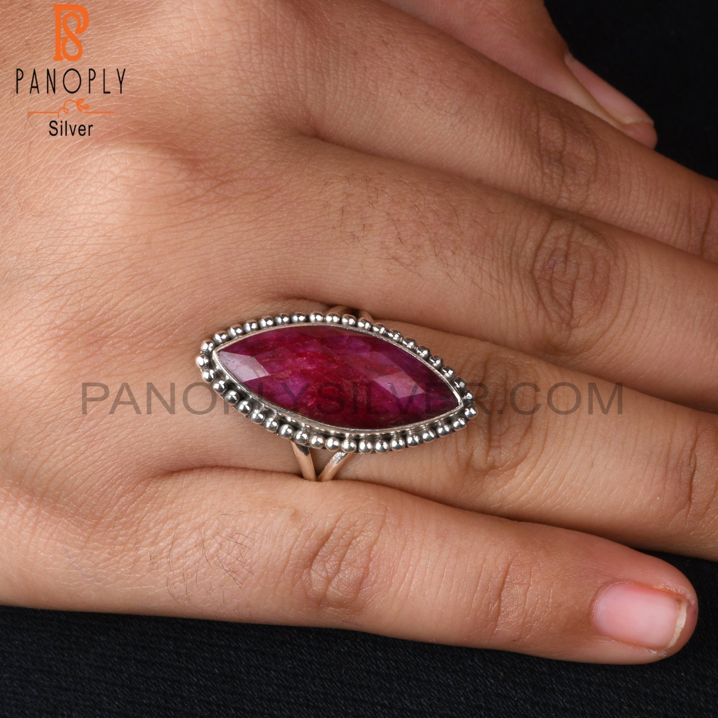 Ruby Marquise 925 Sterling Silver Ring For Women