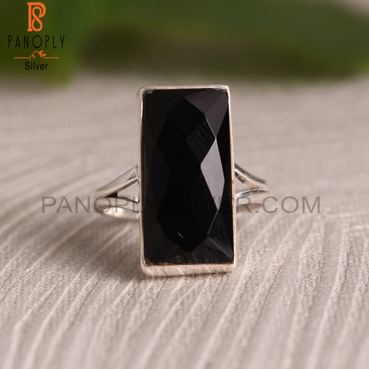 Beguette 925 Sterling Silver Black Onyx Ring
