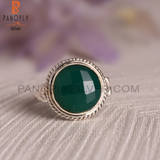 Natural Green Onyx 925 Sterling Silver Ring