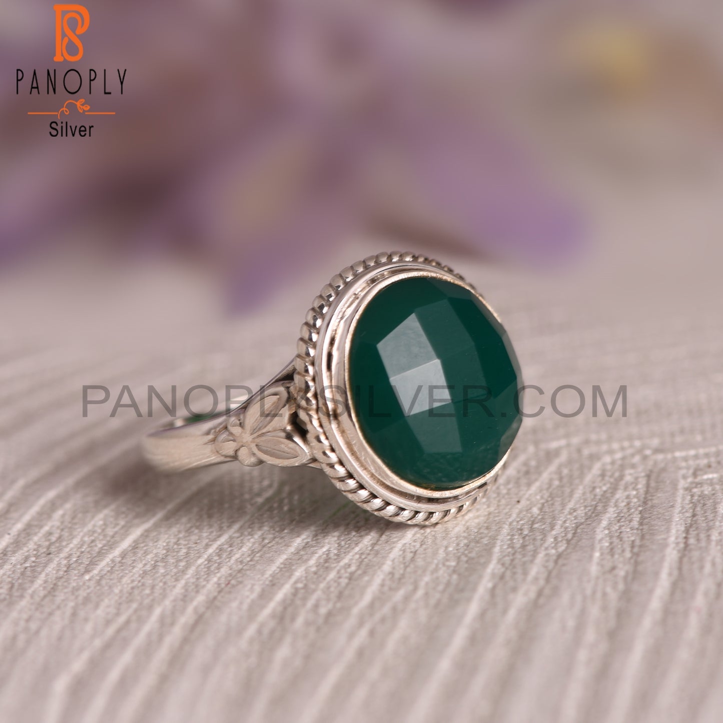 Natural Green Onyx 925 Sterling Silver Ring