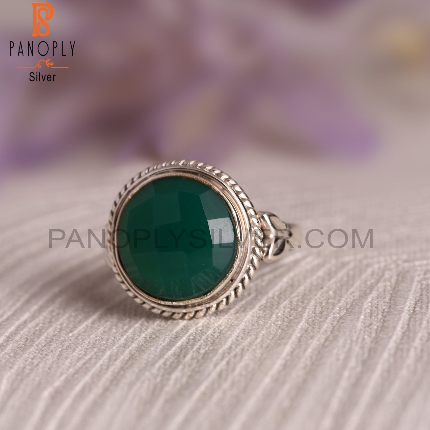 Natural Green Onyx 925 Sterling Silver Ring