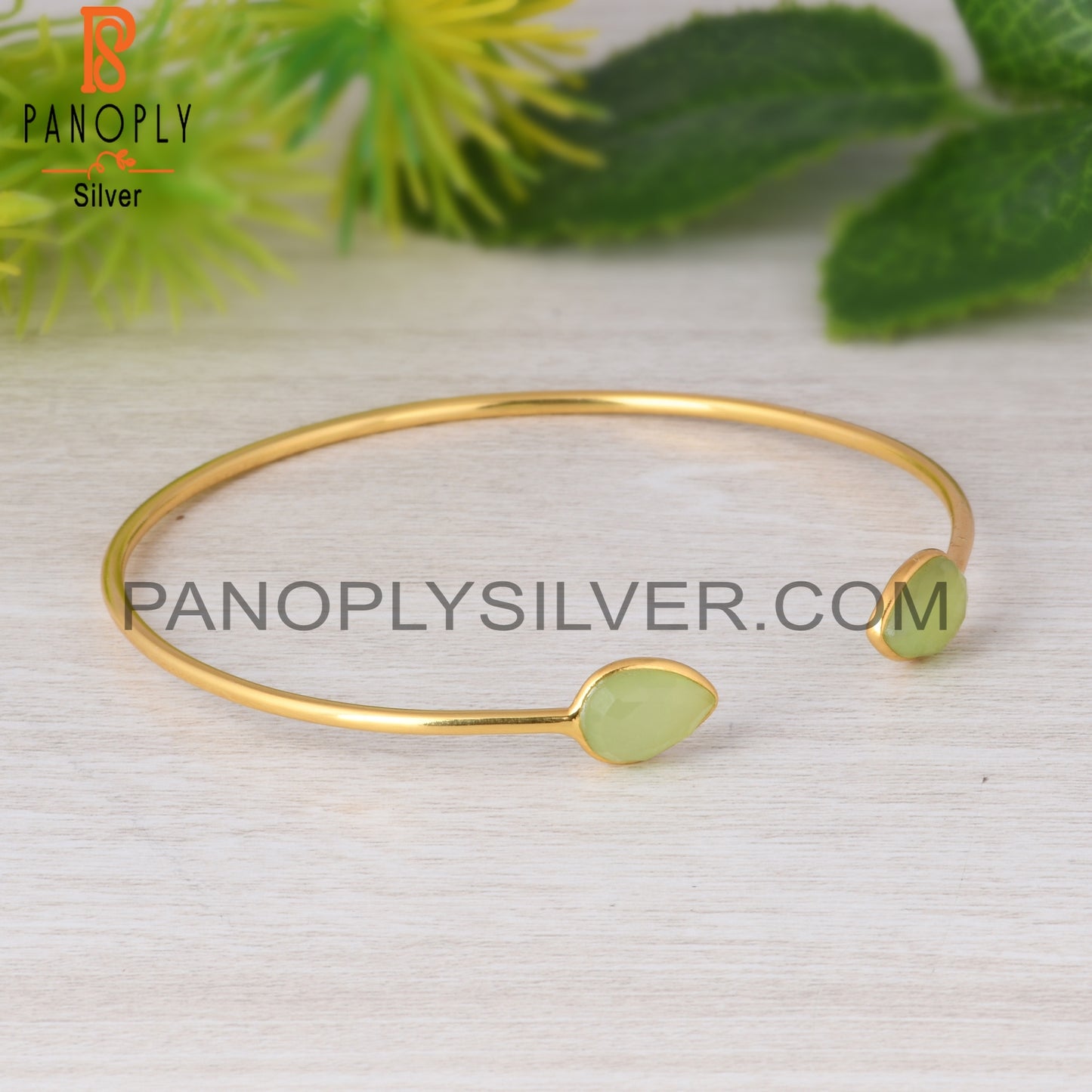 Prehnite Chalcedony 925 Sterling Silver Bracelet