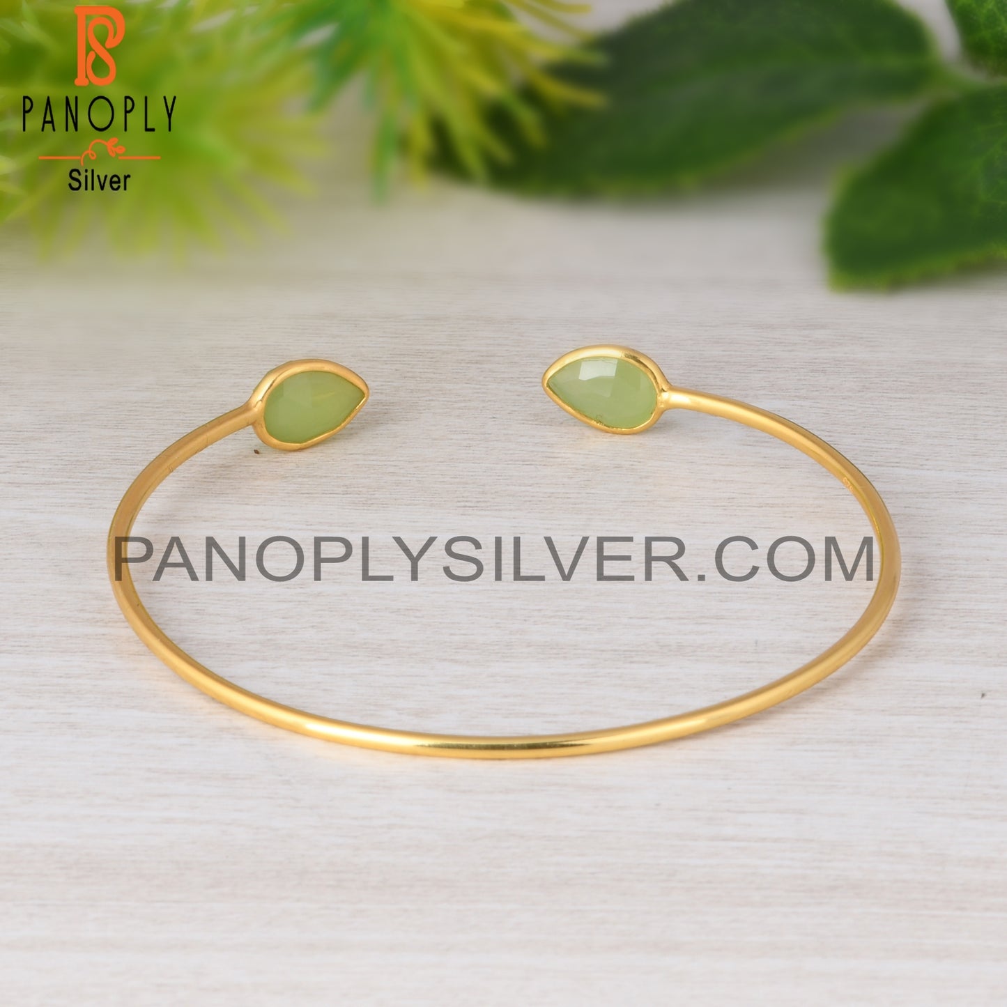 Prehnite Chalcedony 925 Sterling Silver Bracelet