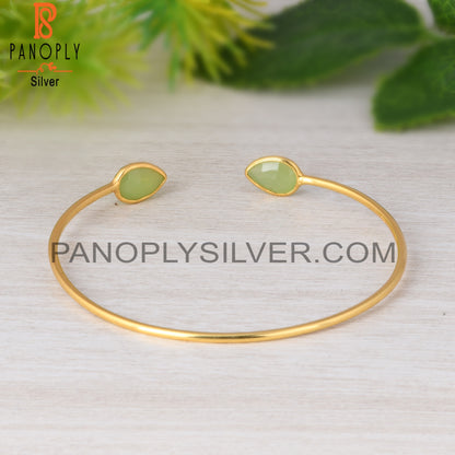 Prehnite Chalcedony 925 Sterling Silver Bracelet