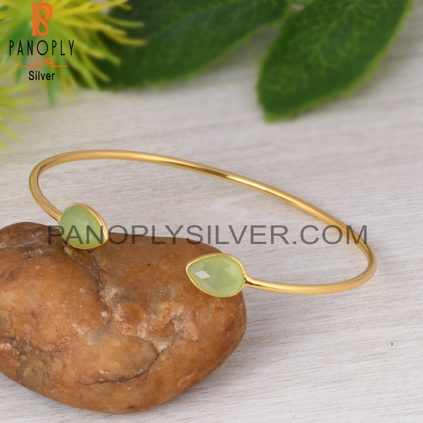 Prehnite Chalcedony 925 Sterling Silver Bracelet
