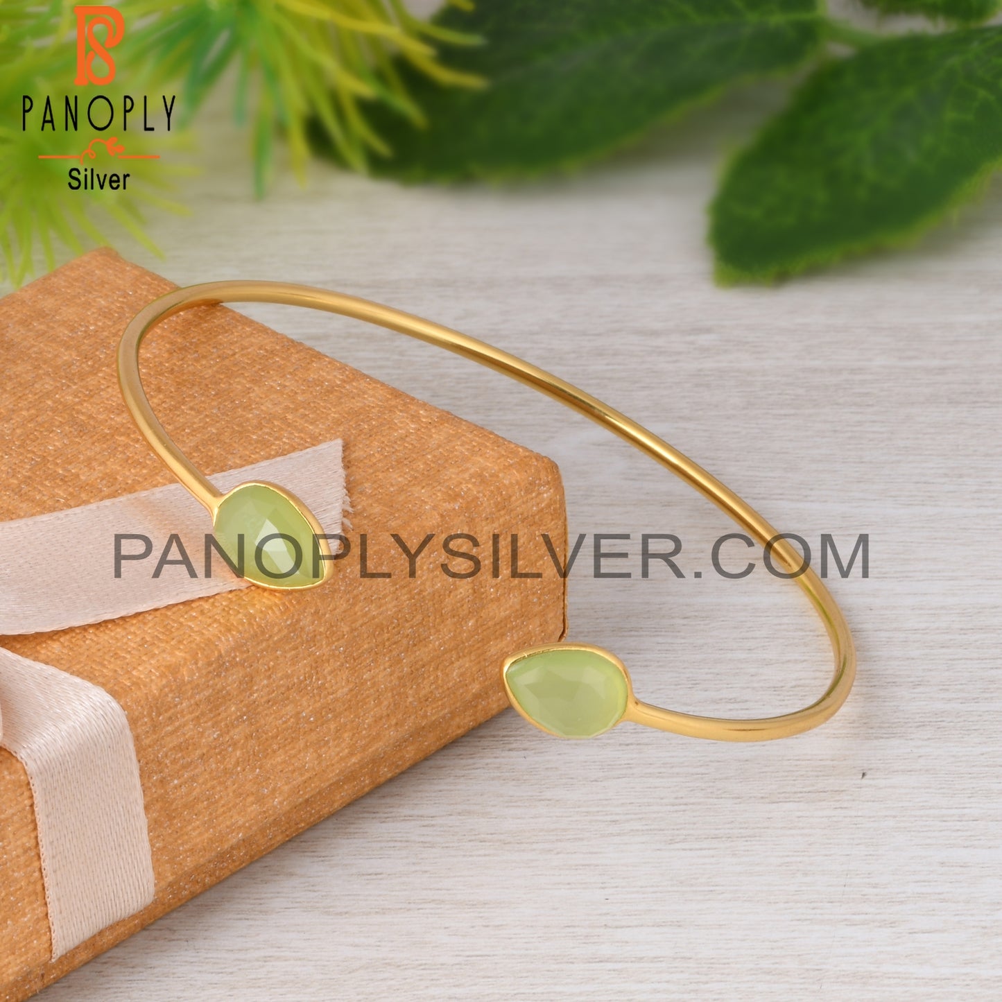 Prehnite Chalcedony 925 Sterling Silver Bracelet