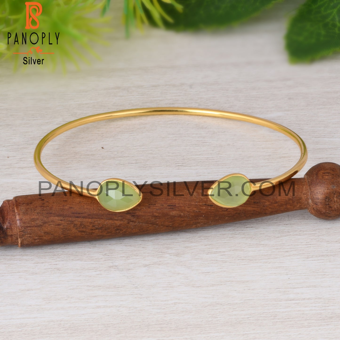 Prehnite Chalcedony 925 Sterling Silver Bracelet