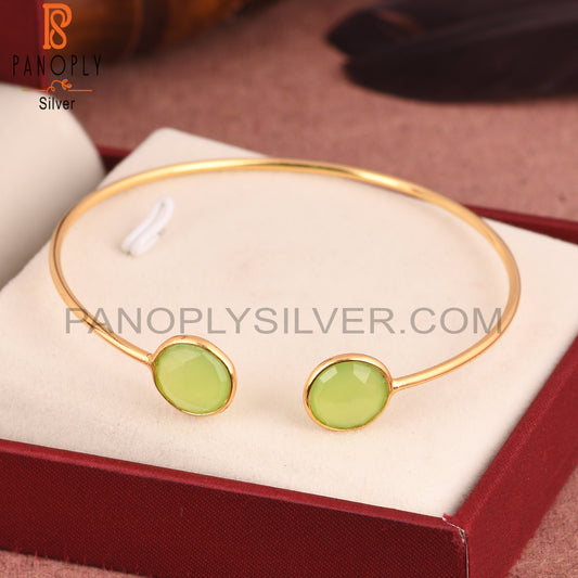 Prehnite Chalcedony Round 925 Sterling Silver Bracelet