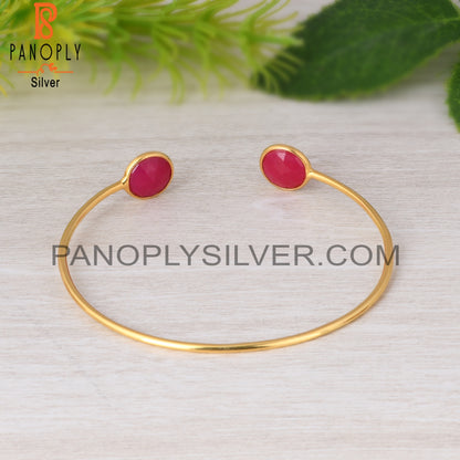 Pink Chalcedony 925 Sterling Silver Bangle