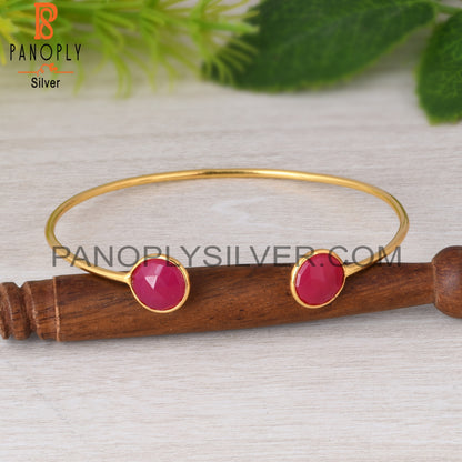 Pink Chalcedony 925 Sterling Silver Bangle