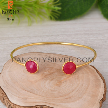 Pink Chalcedony 925 Sterling Silver Bangle