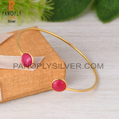 Pink Chalcedony 925 Sterling Silver Bangle
