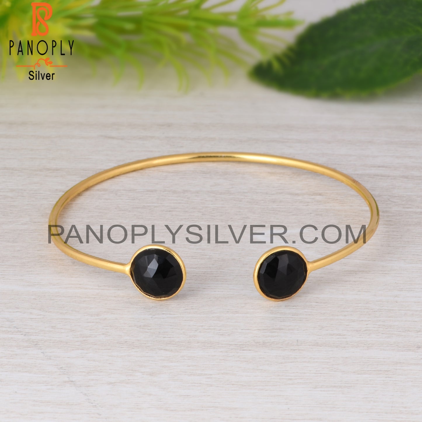 Black Onyx 925 Sterling Silver Bangle