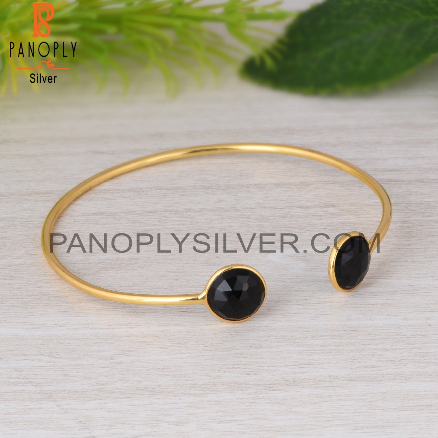 Black Onyx 925 Sterling Silver Bangle