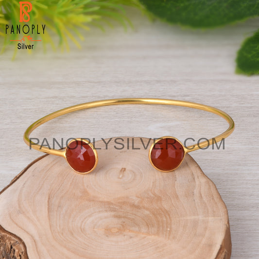 Red Onyx Round 925 Sterling Silver Bracelet