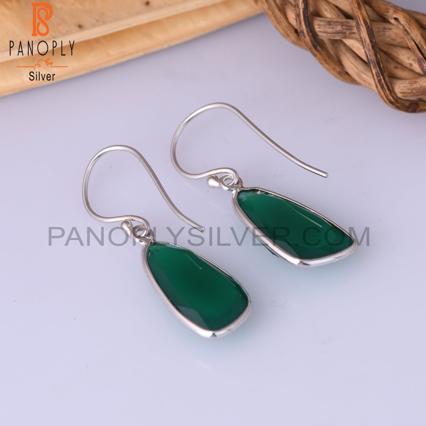 Green Onyx 925 Sterling Silver Dangle Earrings