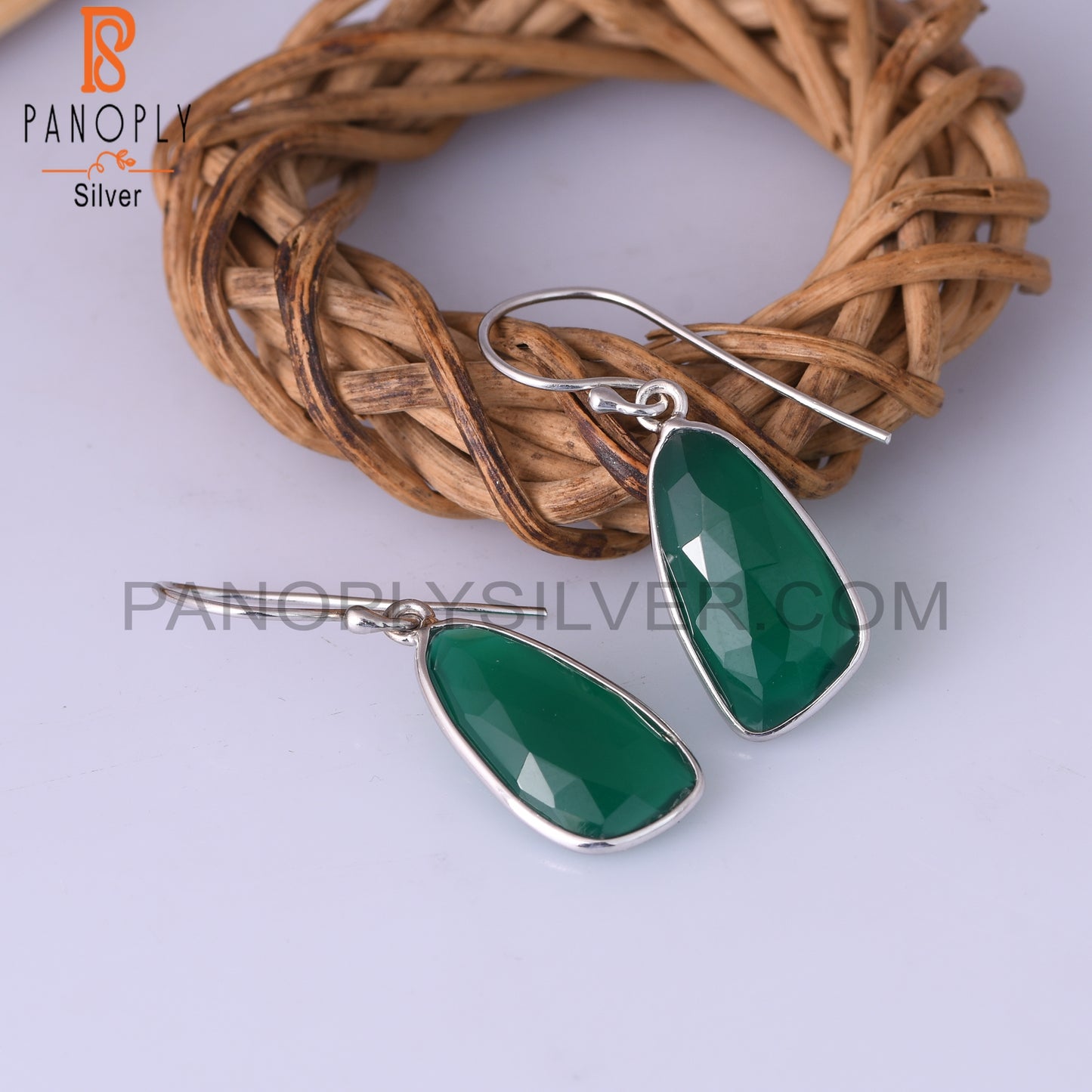 Green Onyx 925 Sterling Silver Dangle Earrings