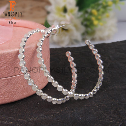Rainbow Moonstone 925 Sterling Silver Hoop Earrings