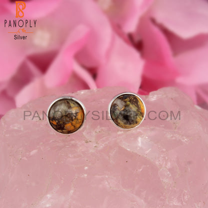 Mojave Copper Bumblebee Turquoise 925 Silver Studs Earrings