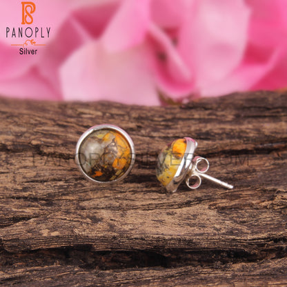 Mojave Copper Bumblebee Turquoise 925 Silver Studs Earrings
