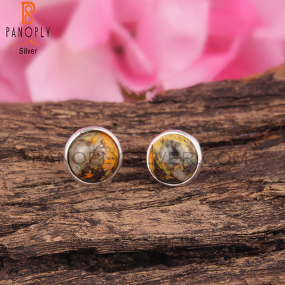 Mojave Copper Bumblebee Turquoise 925 Silver Studs Earrings
