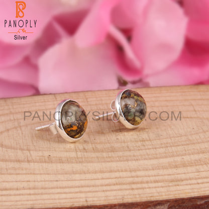 Mojave Copper Bumblebee Turquoise 925 Silver Studs Earrings