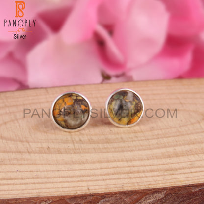 Mojave Copper Bumblebee Turquoise 925 Silver Studs Earrings