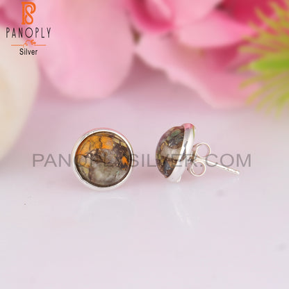 Mojave Copper Bumblebee Turquoise 925 Silver Studs Earrings
