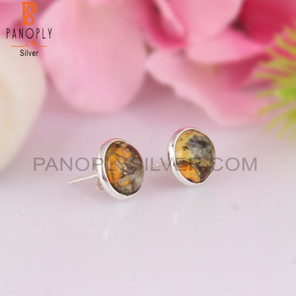 Mojave Copper Bumblebee Turquoise 925 Silver Studs Earrings