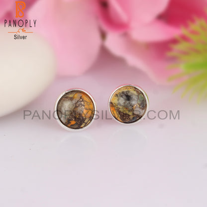 Mojave Copper Bumblebee Turquoise 925 Silver Studs Earrings