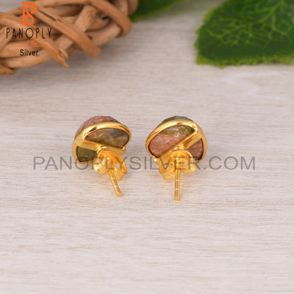 Unakite Heart 925 Sterling Silver Earrings