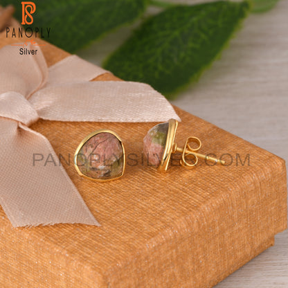Unakite Heart 925 Sterling Silver Earrings