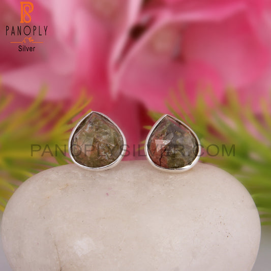 Unakite 925 Sterling Silver Studs Earrings