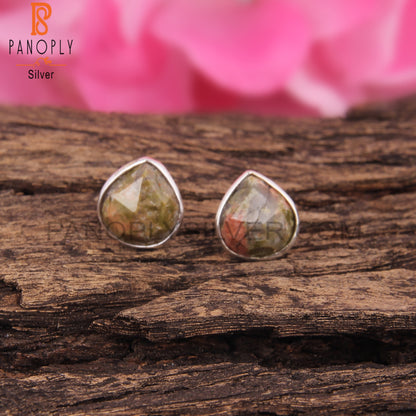 Unakite 925 Sterling Silver Studs Earrings