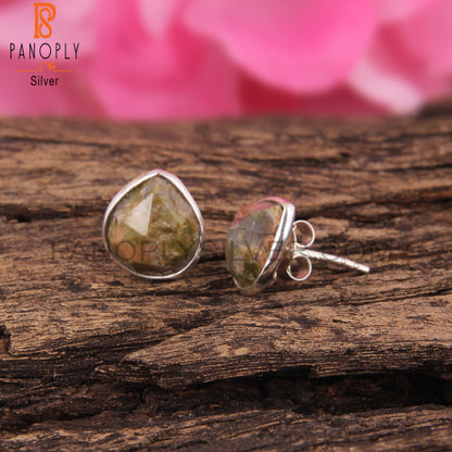 Unakite 925 Sterling Silver Studs Earrings