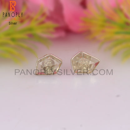 Lemon Topaz Pentagon 925 Sterling Silver Studs Earrings