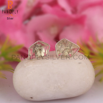 Lemon Topaz Pentagon 925 Sterling Silver Studs Earrings