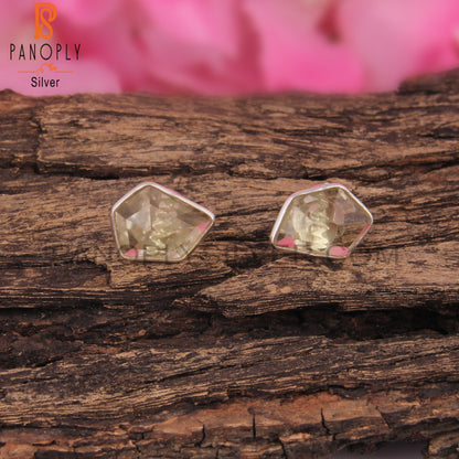 Lemon Topaz Pentagon 925 Sterling Silver Studs Earrings