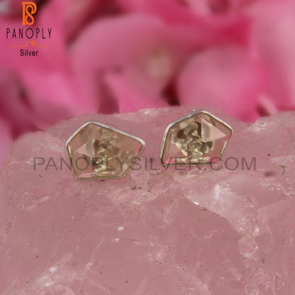 Lemon Topaz Pentagon 925 Sterling Silver Studs Earrings