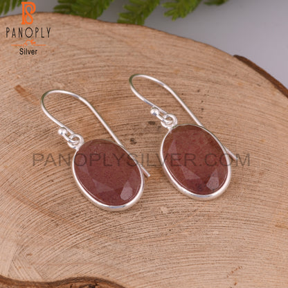 Strawberry Quartz Oval 925 Sterling Silver Party Earrings