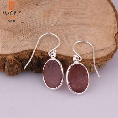 Strawberry Quartz Oval 925 Sterling Silver Party Earrings