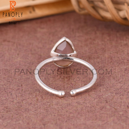 Rose Chalcedony Pear Shape 925 Sterling Silver Ring